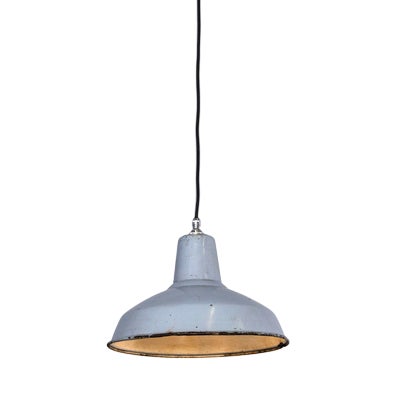 Industrial Grey Enamelled Pendant Lamp from Benjamin, 1950s For Sale