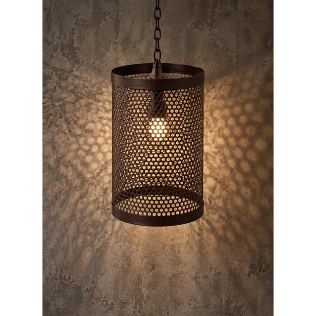 2020s Industrial Ironwork Drum Pendant Light For Sale - Image 5 of 5