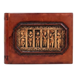 Italian Leather Photo Album With Cherub Carvings – Museum Company For Sale