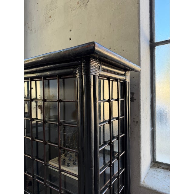 Antique Black Bamboo Glass-Fronted Bookcase, 1900s For Sale - Image 14 of 18