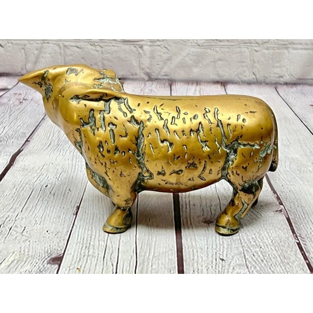 Victorian Antique English Solid Brass Decorative Bull For Sale - Image 3 of 13