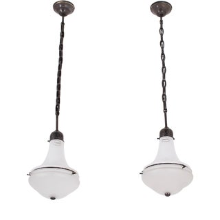 Bauhaus Pendant Lights in the style of Peter Behrens from Philips, 1940s, Set of 2 For Sale