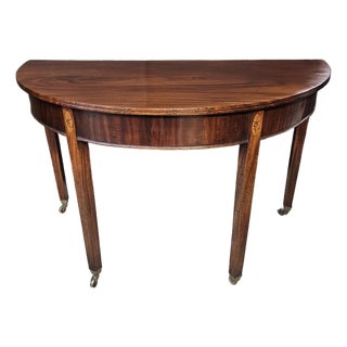Late 19th Century Mahogany Inlaid Georgian Demi-Lune Console Table For Sale