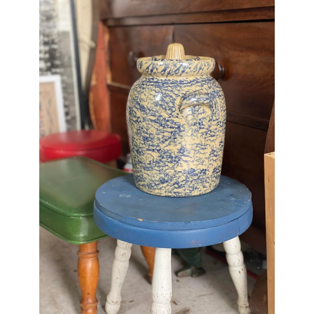 Blue Vintage Ransbottom Stoneware Cookie Jar For Sale - Image 8 of 12