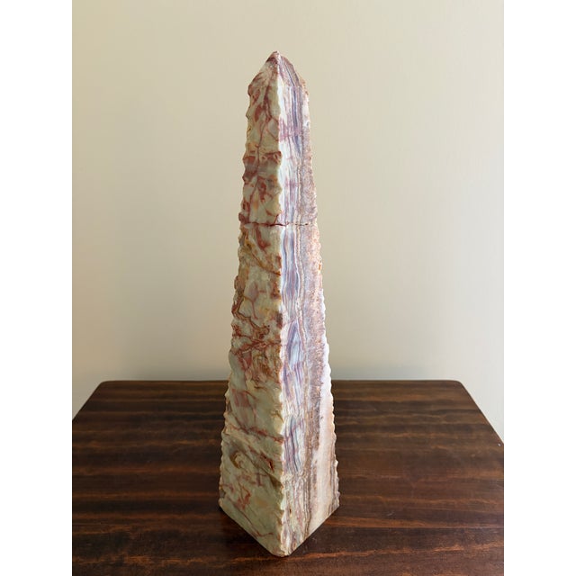 Neoclassical Solid Marble Green and Brown Obelisk For Sale - Image 13 of 13