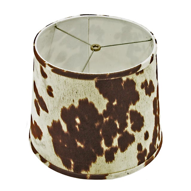 Traditional 10" Brown Faux Cowhide Drum Lamp Shade For Sale - Image 3 of 3