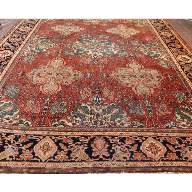 Antique Persian Feraghan Sarouk Carpet 9'1" X 11'9" For Sale In Chicago - Image 6 of 12