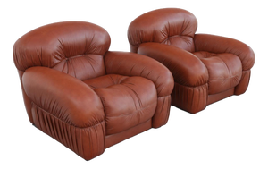 Vintage Italian Chairs in Leather, 1970s, Set of 2