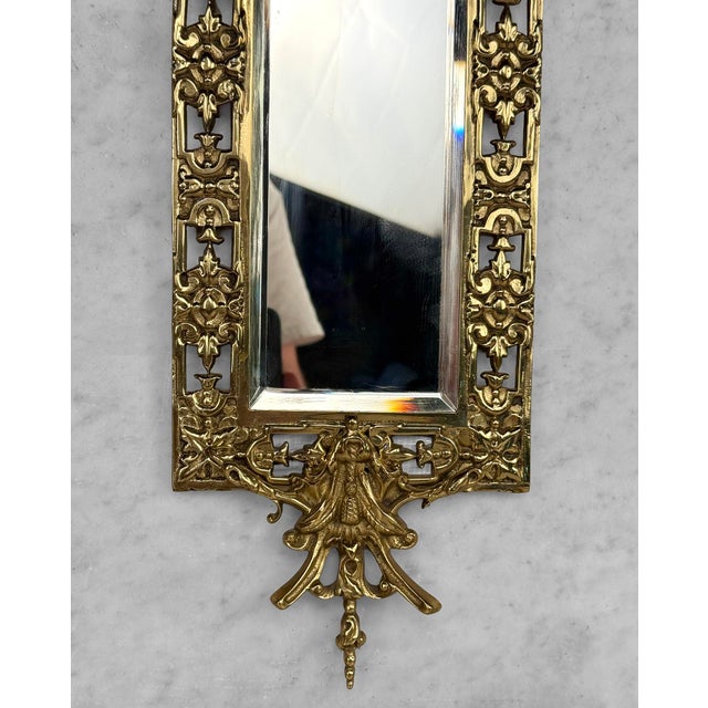Antique 19th C. Victorian Brass Figural Dolphin Wall Mirror For Sale - Image 6 of 8