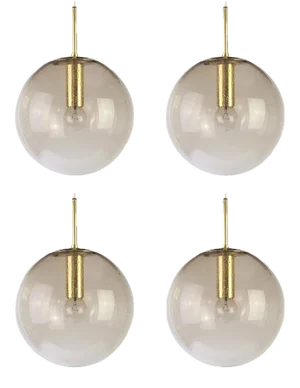 Brass with Smoked Glass Ball Pendant from Limburg, Germany, 1970s