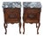 Antique Italian Walnut and Marble Bedside Tables, 1920s, Set of 2 For Sale