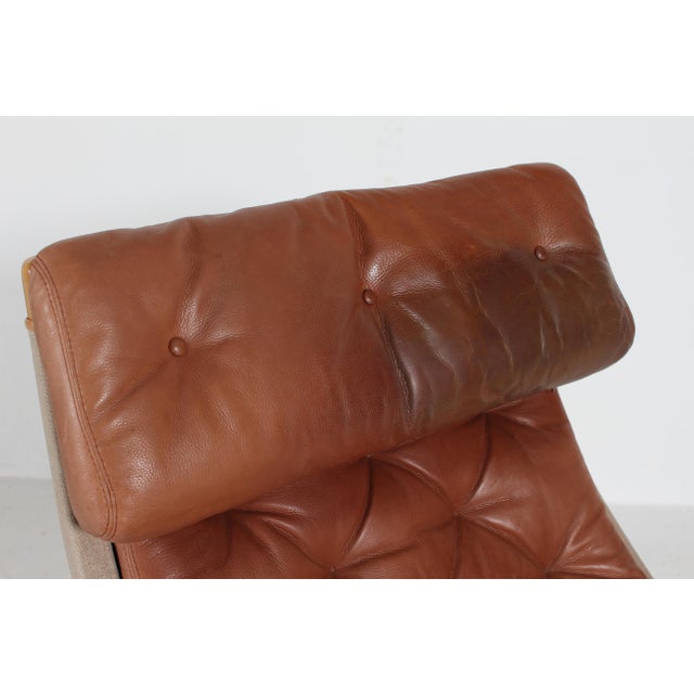 Set of Pernilla Lounge Chair and Ottoman in Beech and Aniline Leather by Bruno Mathsson for Dux, Sweden, 1994 For Sale - Image 11 of 18