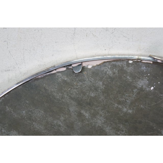 Silver Antique Victorian Art Nouveau Round Plateau Mirror Dresser Bar Vanity Tray 13" For Sale - Image 8 of 11