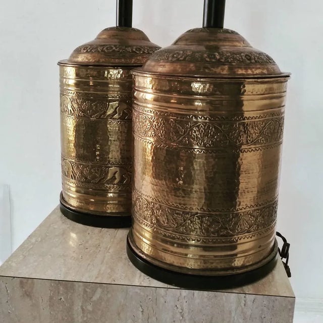 Mid Century Brass Cylinder Lamps - a Pair For Sale In Los Angeles - Image 6 of 13