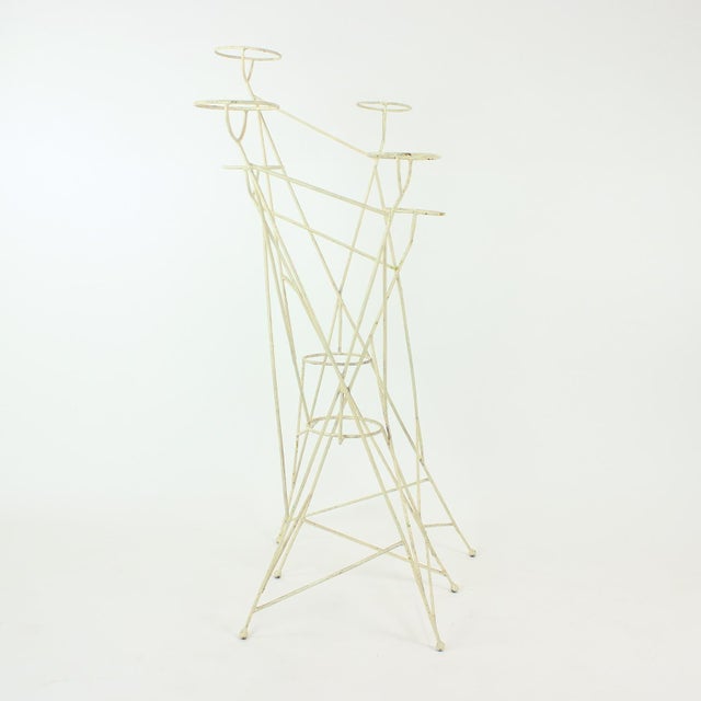 1960s Large Mid-Century Modern Steel Plant Holder Stand, Czechoslovakia, 1960s For Sale - Image 5 of 12