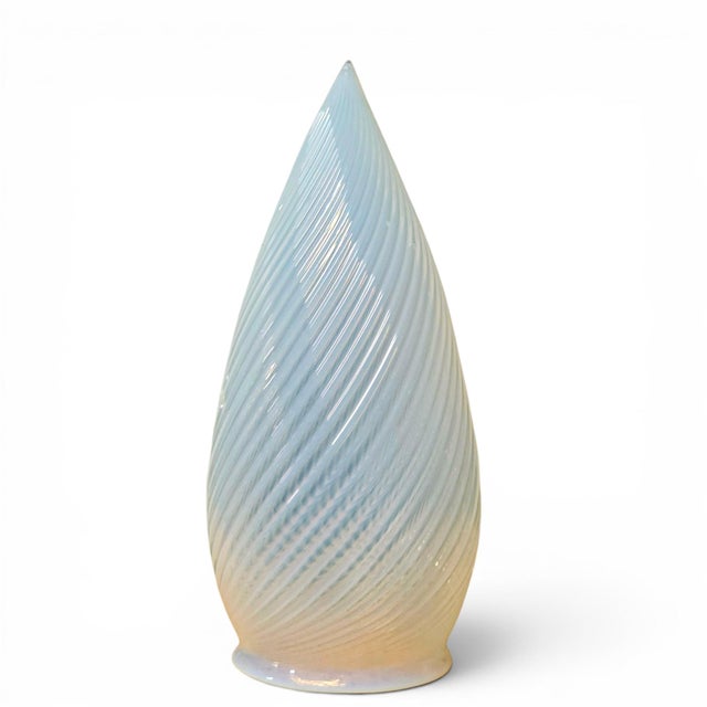 Art Deco Antique Opalescent Uranium Glass Bullet Swirl Pendant Light Shade 9" For Sale - Image 3 of 10