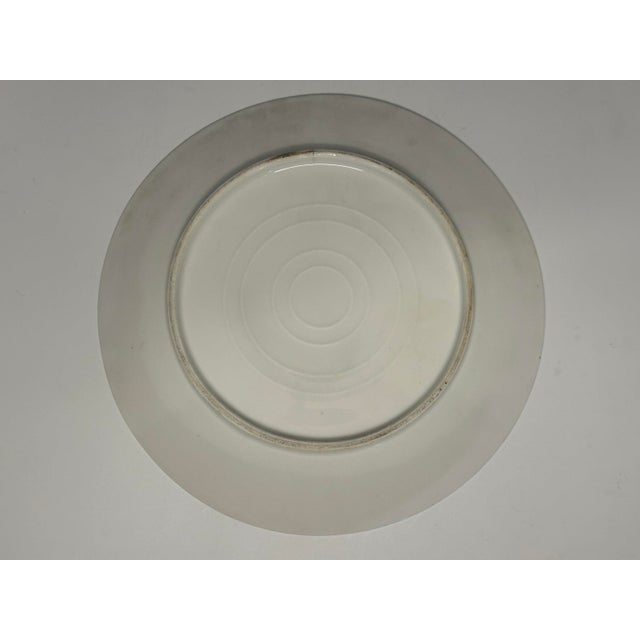 Green Antique Milk Glass Plate: Hand Painted Church Scene, Gold Gilt Border For Sale - Image 8 of 9