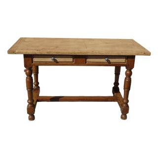 Oak Desk with 2 Drawers, 1930s For Sale