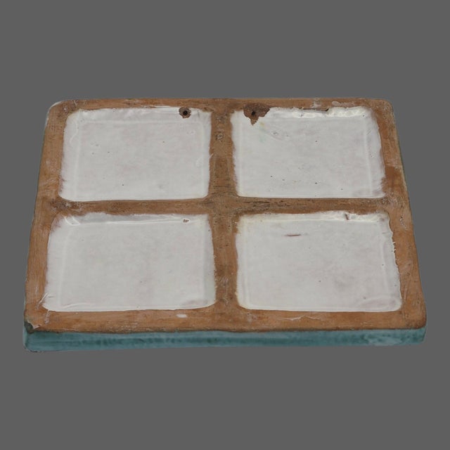 Vintage Hand Painted Terra-Cotta Sun Flower Tuscan Wall Hanging Tile Trivet For Sale - Image 9 of 10