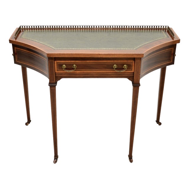 Antique Edwardian Writing Table with Leather Top, 1900s For Sale