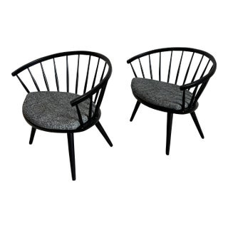 Scandinavian Yngve Ekstrom Arka Spindle Back Chairs With New Cushions - a Pair For Sale