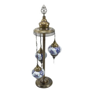 Turkish Moroccan Mosaic Bohemian 3 Globes Floor Lamp For Sale