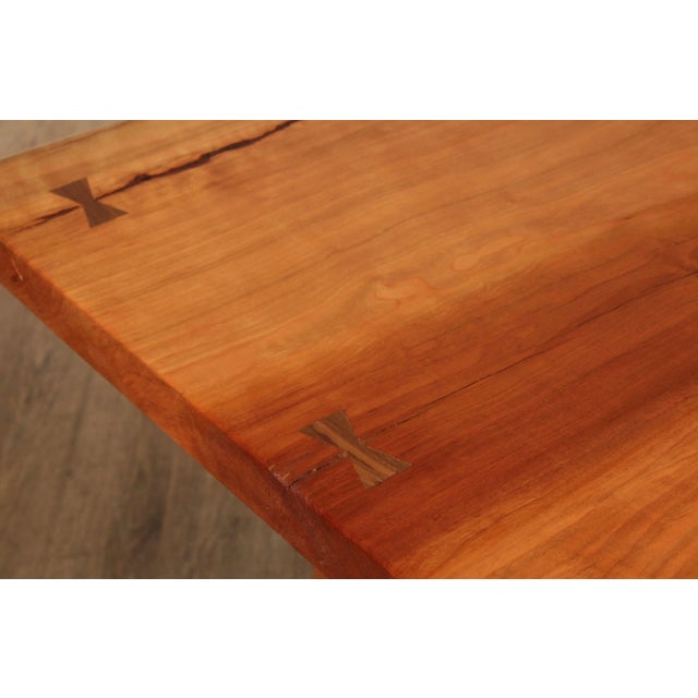 2010s Hand Crafted Live Edge Cherry Farmhouse Dining Table with Benches - Set of 3 For Sale - Image 5 of 13