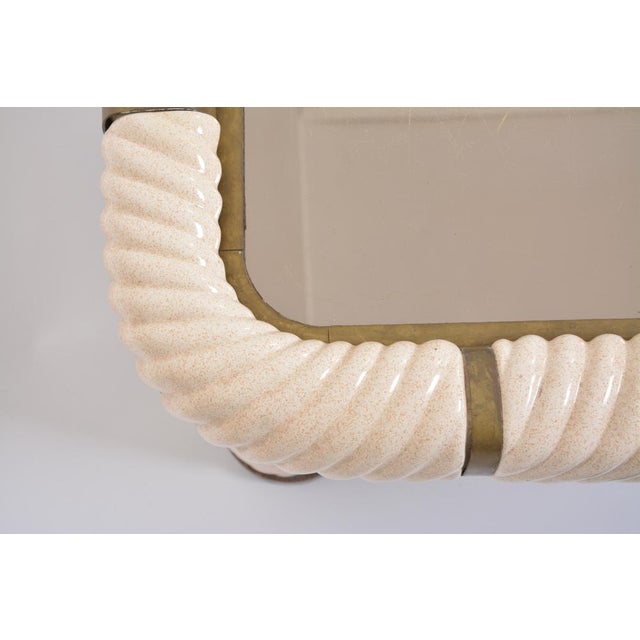 Large White Ceramic and Brass Coffee Table by Tommaso Barbi, 1970s For Sale - Image 6 of 16