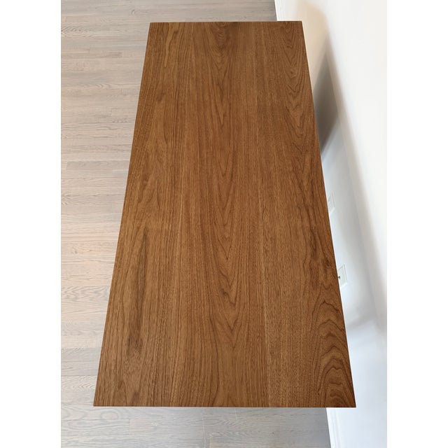 Brown Michael Robbins Oneida Desk in Oiled Walnut With Green Leather Pulls For Sale - Image 8 of 10