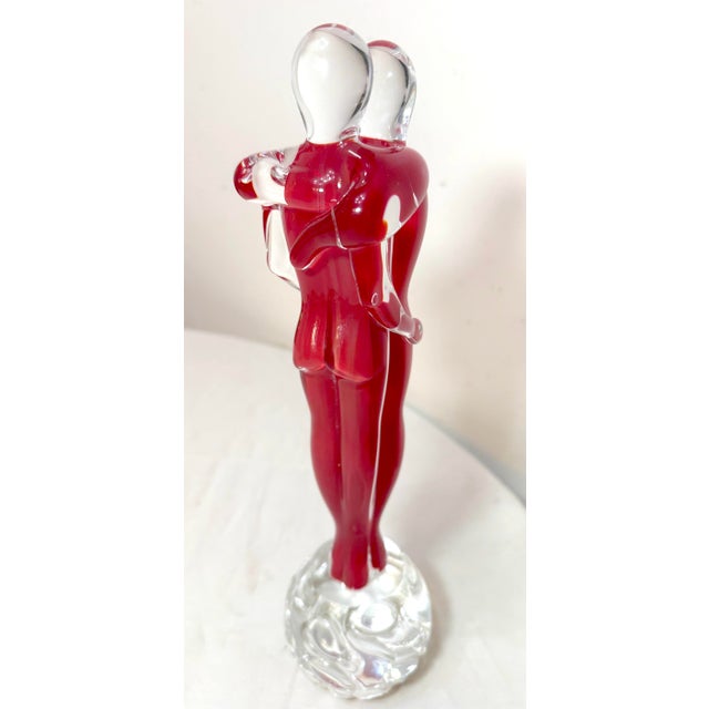 Vintage Hand Blown Italian Murano Glass Fornace Mian Formia Couple Sculpture For Sale - Image 13 of 17