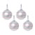 Matte Ball Ornaments with White & Red Rope, Set of 4, White, 4.75" For Sale