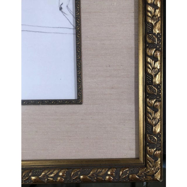 Nude Female Figurative Pencil on Paper Drawings in Gold Tone Frame, Pair For Sale In Los Angeles - Image 6 of 7