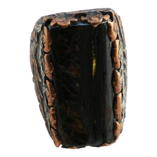 Vintage Brutalist Style Black Onyx Cocktail Ring, Size 5.5 For Sale