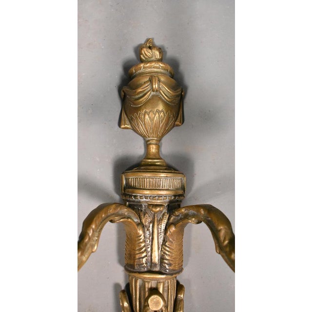 Metal Large Antique French Wall Sconce in Bronze, 1890s For Sale - Image 7 of 15