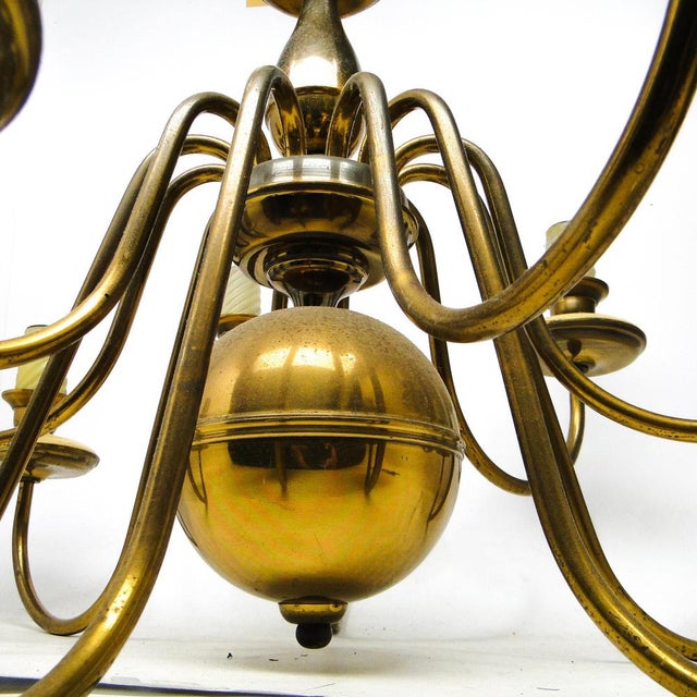 Vintage Metal Chandelier, Poland, 1980s For Sale - Image 10 of 12