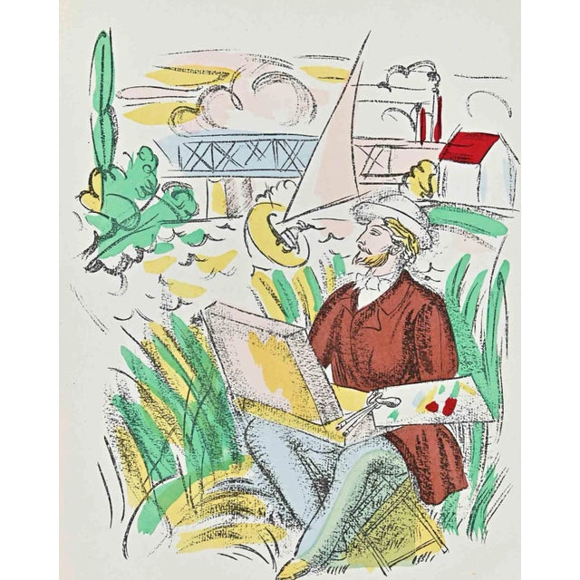 Raoul Dufy, Painter En Plein Air, 1920s, Lithograph For Sale