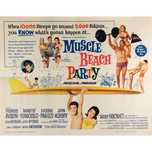 Vintage Poster U.S. Half-Sheet (22 × 28 in.), AIP. Directed by William Asher, starring Frankie Avalon, Annette Funicello,...
