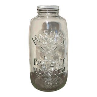 Vintage Circa 1975 American Owens-Illinois Clear Glass 4-Gallon Mason Jar With Lid For Sale