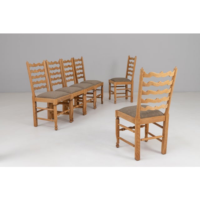 French Provincial 20th Century French Oak Dining Chairs With Upholstered Seats - Set of 6 For Sale - Image 3 of 18