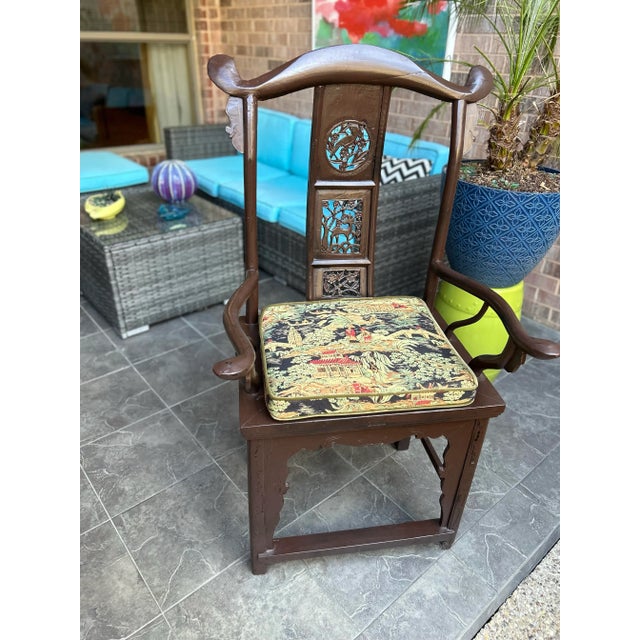 Brown Late 18th Century Antique Chinese Yoke Back Chair For Sale - Image 8 of 12