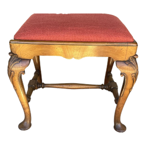 Queen Anne Style Walnut Bench by Charles Tozer C 1910 W Removable Seat