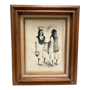 Rare Vintage 1040s Limited Edition Francisco Dosamantes Lithograph of Fishwives at the Market