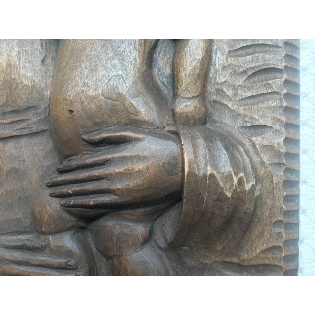 Maroon Flat Wood Carving, 1940s For Sale - Image 8 of 14