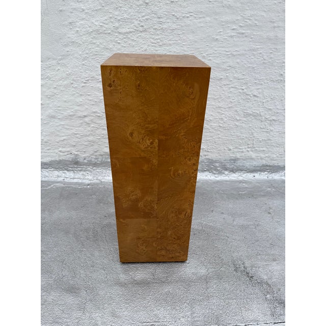 Burl Pedestal Display Column Milo Baughman Style Mid Century Modern For Sale In New York - Image 6 of 14
