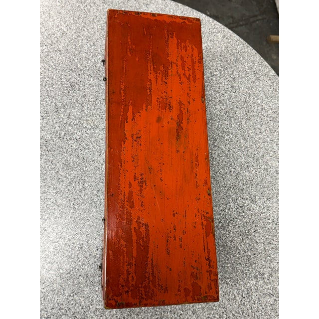 Early 20th Century Antique Chinese Red Altar Table Box For Sale - Image 5 of 12
