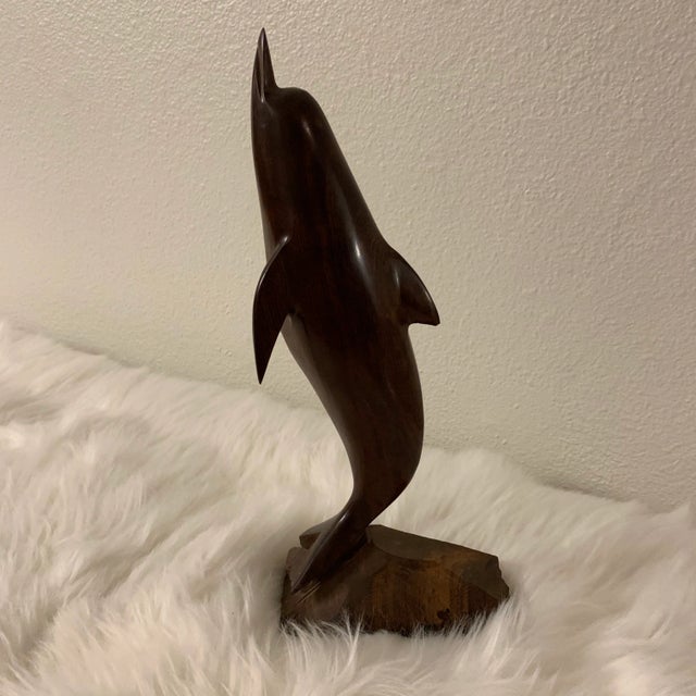 1970s Vintage Ironwood Dolphin Sculpture For Sale - Image 9 of 13