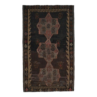 1970s Vintage Turkish Handmade Wool Cotton Brown Runner Rug For Sale
