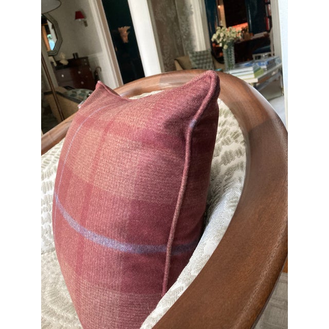 Burgundy 18" Schumacher Montana Wool Plaid 66665 Pillow in Burgundy For Sale - Image 8 of 18
