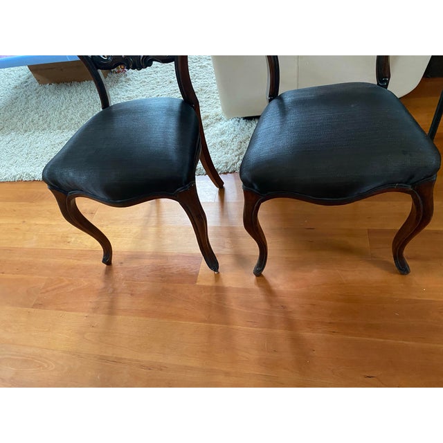 Antique Victorian Rosewood Balloon Back Chairs Pair Carved Central Splats For Sale - Image 12 of 12