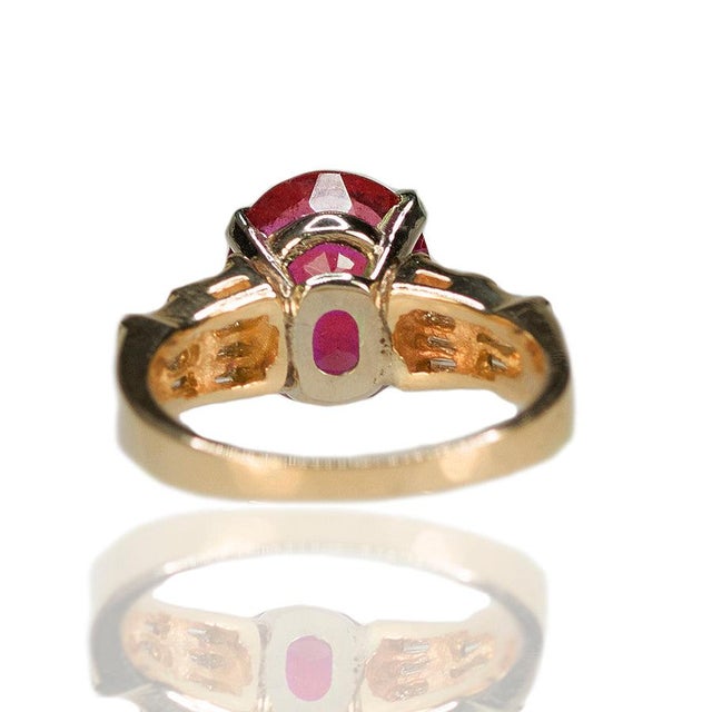 Contemporary Late 20th Century Rubelite Tourmaline Ring, Size 5 For Sale - Image 3 of 3